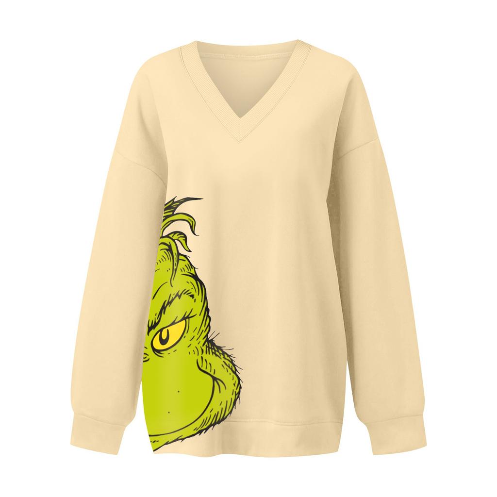 Women's Loose And Comfortable Letter V-neck Sportswear Long-sleeved Sweatshirt Daily Matching Clothes
