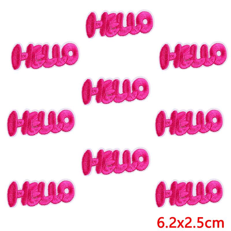 10PCS Wholesale Pink Bow Crown Lips Embroidery Patches For Clothing DIY Thermoadhesive Patches On Clothes Iron On Patch Backpack