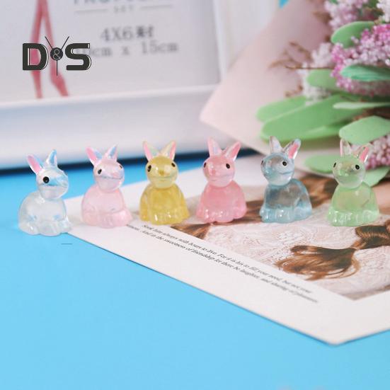 10 Stück Simulation leuchtender Hase bunte umweltfreundliche Kaninchenfigur Mini-Feengarten-Ornamente