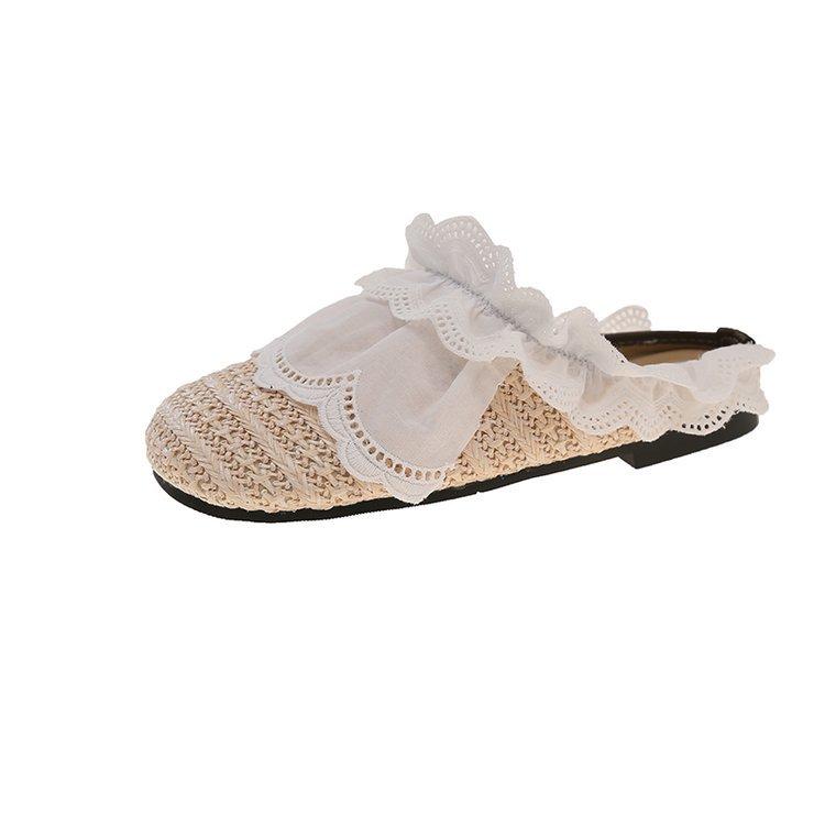 

[youshilai] breathable with skirt original sandals summer woven slippers versatile and cute bag head slippers 40