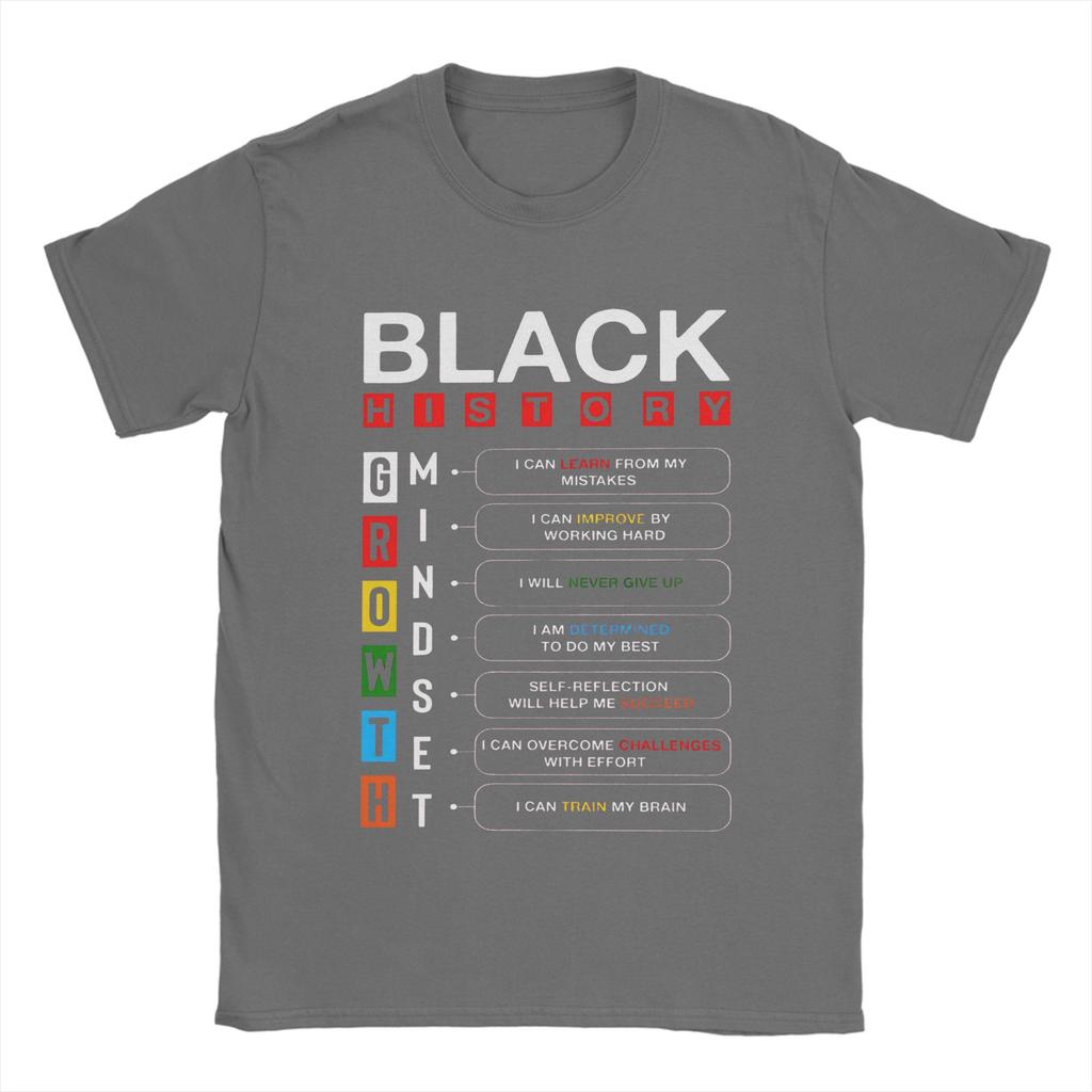 Novelty Black History Growth Mindset TShirts Unisex Round Neck Pure Cotton T Shirt Short Sleeve Tees Classic Tops