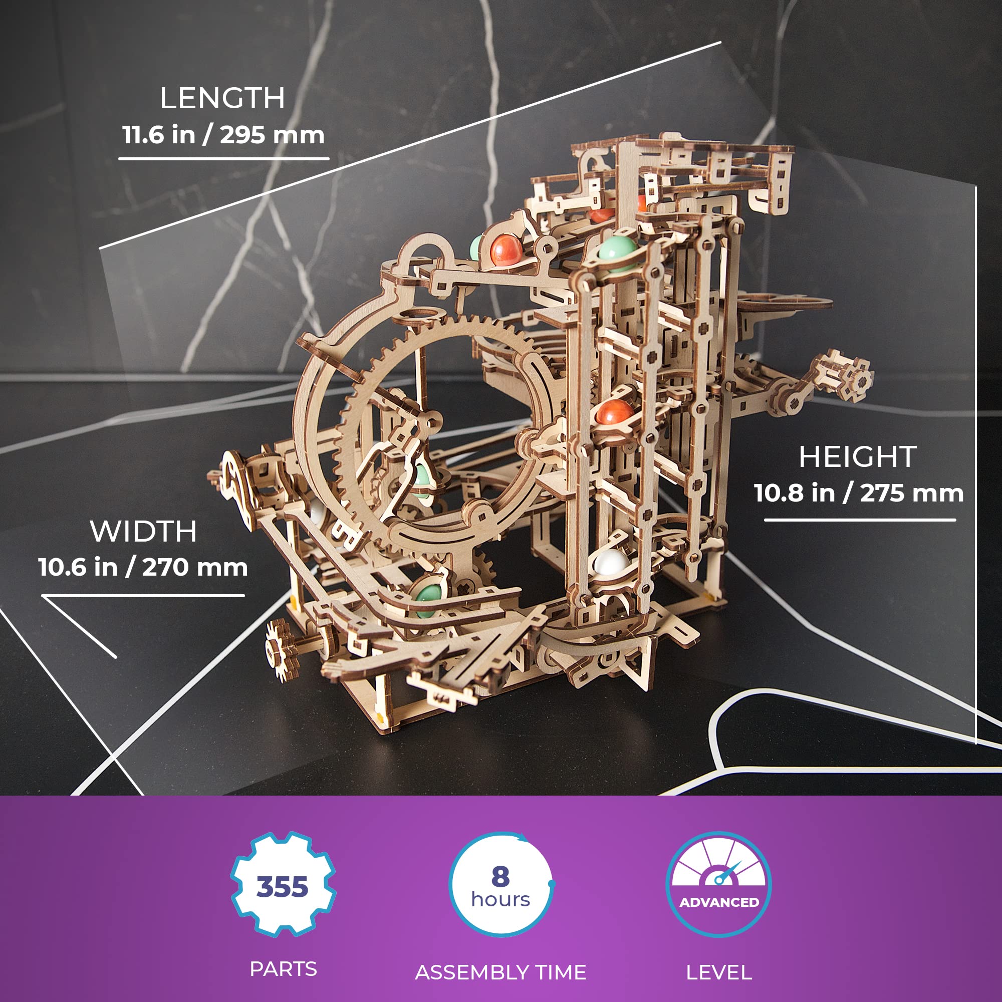 。 Ugears マーブルランチェーンホイスト70156 木製パズル 工作 模型 接着