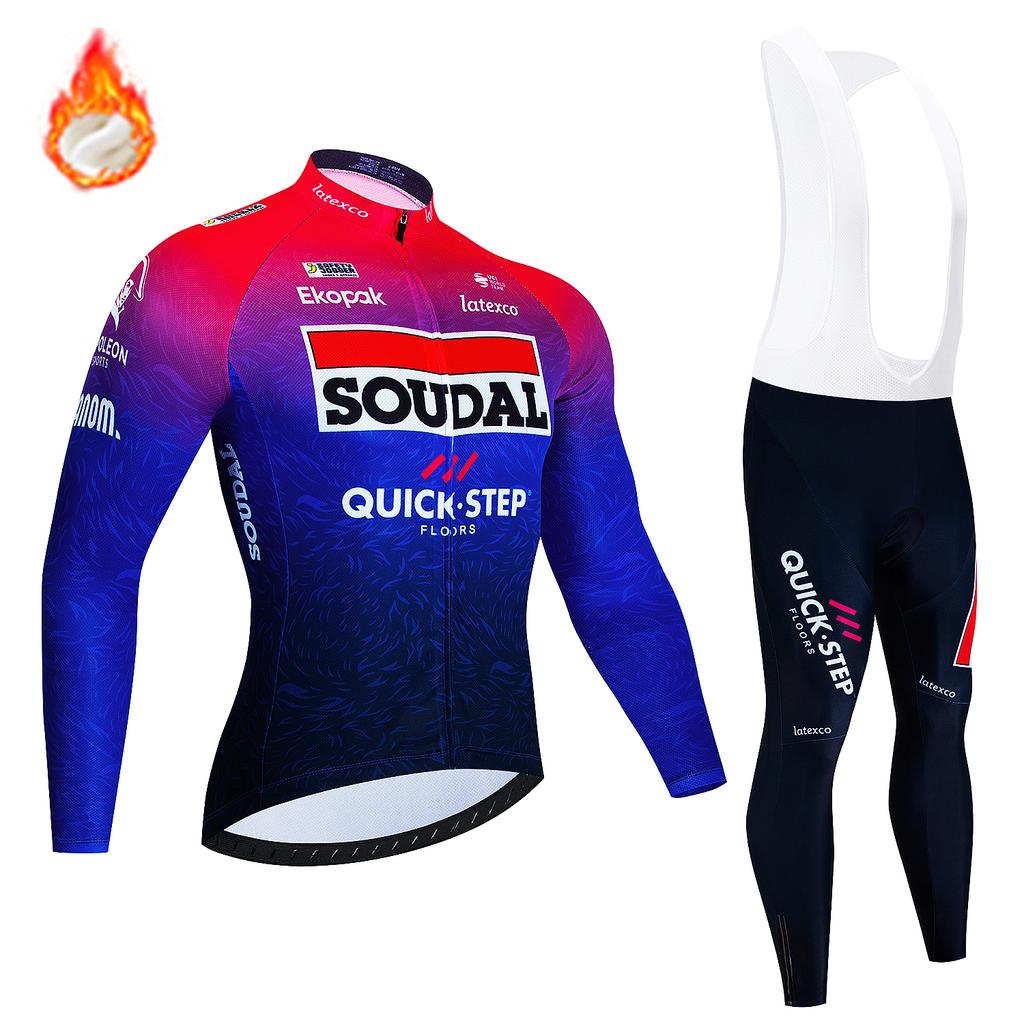2026 Soudal Quick Step Men Winter Cycling Jersey Set Thermal Fleece Clothing Mountian Bike Bicycle Clothes Ropa Maillot Ciclismo