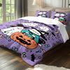 3-piece Halloween themed purple cute ghost pumpkin pattern duvet cover set 1 duvet cover+2 pillowcases coreless