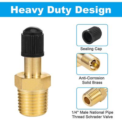 1/4" & 1/8" NPT Brass Air Compressor Fill Valve - Anti-Corrosion Schrader Valve with Tire Inflator Connector for Tank & Auto Use