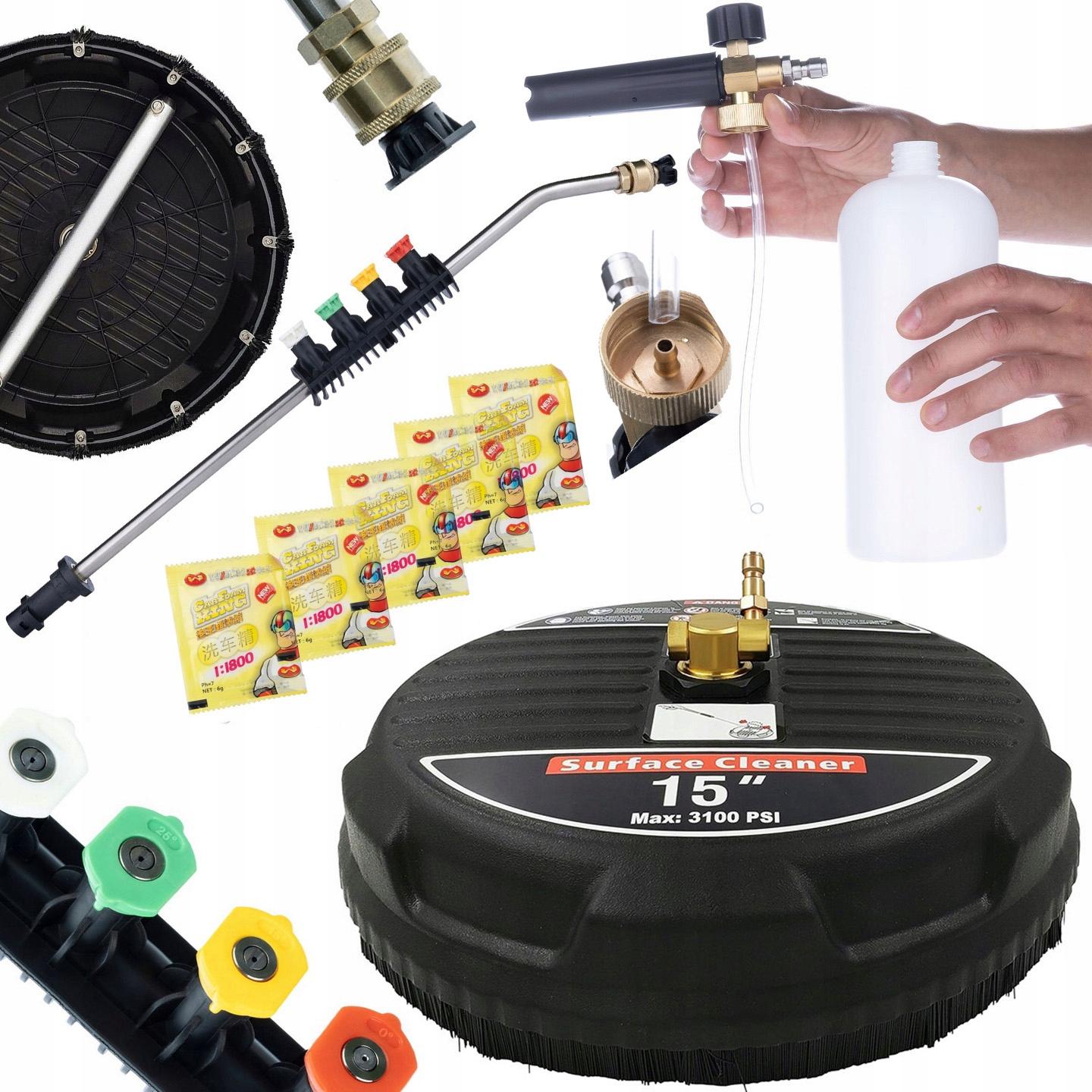 

Rosfix Zestaw do Myjek Ciśnieniowych – Szczotka T-Racer 15 z Lanca 1/4 i 5 Dyszami | Pianownica 1000ml | Proszek Pianotwórczy 5x6g