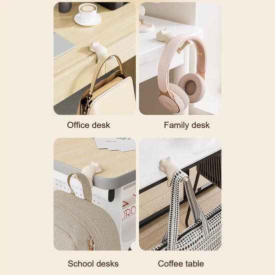Yousheng 1/3Pcs Cute Cat Shaped Hook Table Handbag Hanger Strong Load-bearing Multipurpose Heavy Duty Purse Hook Bag Holder