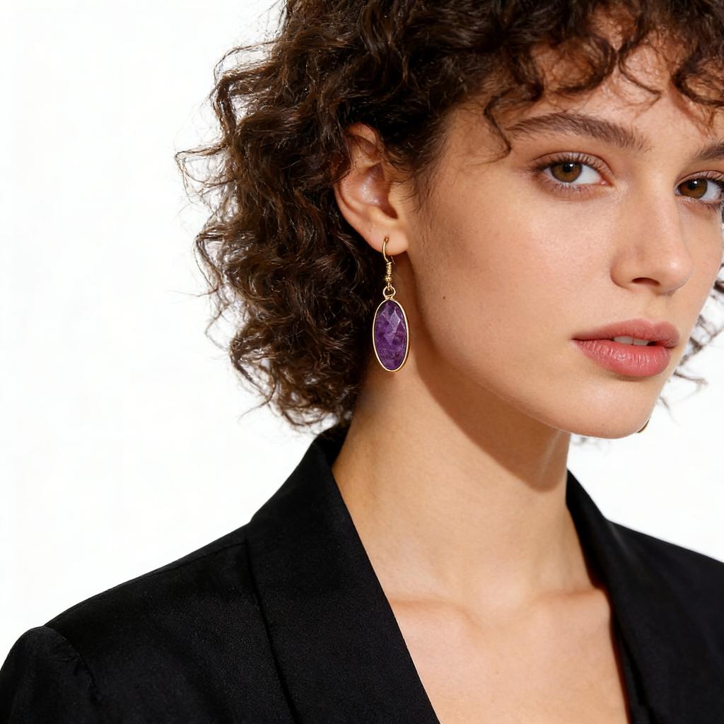 Simple Natural Stone Crystal Pendant Earrings Popular Jewelry