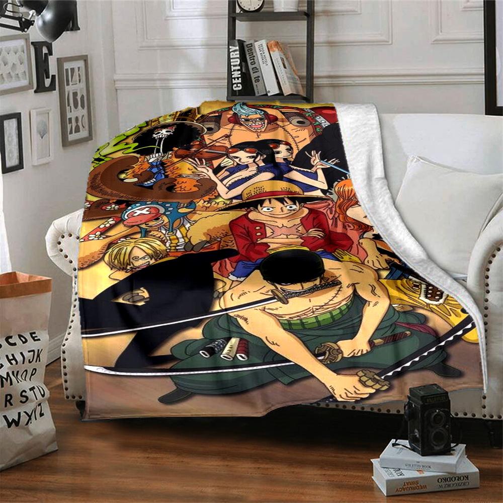 One Piece Adventure Flannel Blanket Super Soft Warm Cozy Blanket For Sofa Bed Office Travel Allseason Home Decor Gift