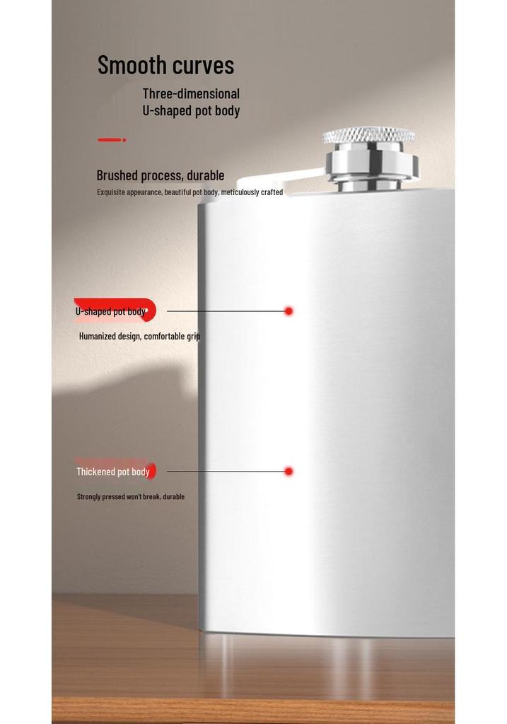 Portable Stainless Steel Leather-Covered Wine Flask for Outdoor Use