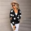 Women Knitted Cardigan Long Sleeve Autumn Winter Thin Top Love Valentine Day Versatile