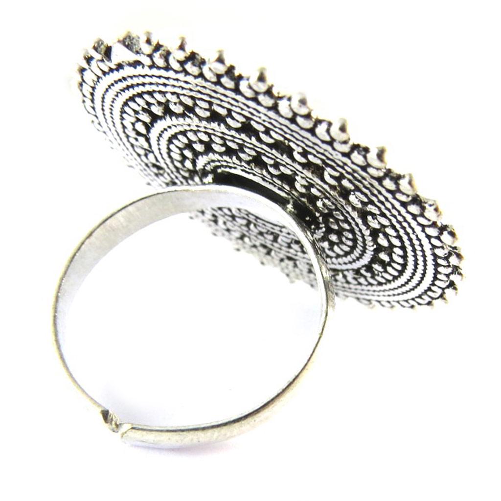 Les Trésors De Lily [N8120] - Silver Black 'Navajos' Designer Ring