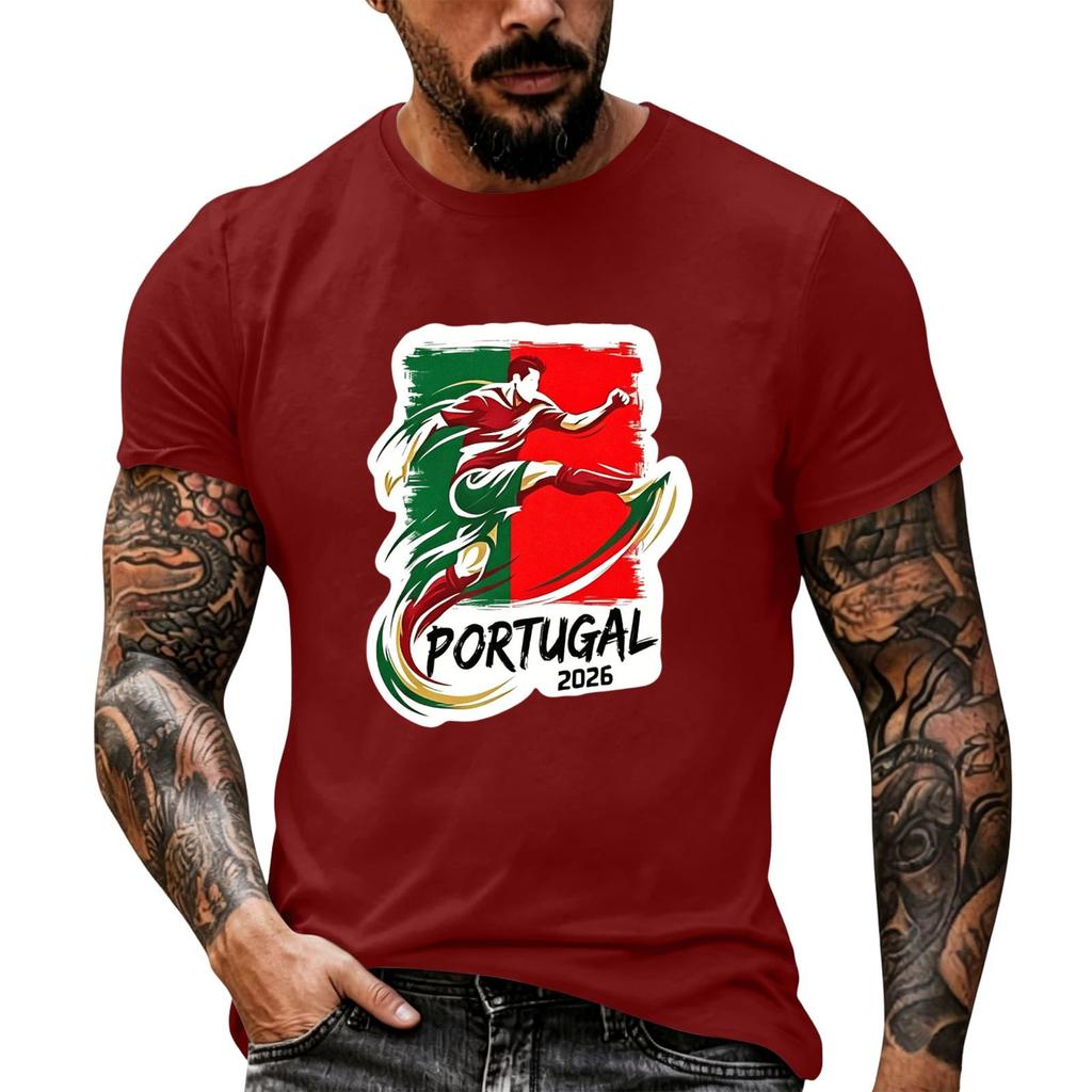 Men's Short Sleeve Crew Neck T-Shirt Soccer Graphic Print Casual Fit Lightweight Soft Fabric Comfortable Wear