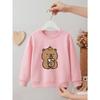 Kids Unisex Crewneck Sweatshirt, Cute Capybara Holding Bubble Tea With Orange On Head Cartoon Print Black Soft Fleece Pullover
