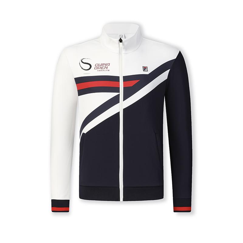 FILA Retro Sports Comfortable Color Block Stand Collar Long Sleeve Jacket Men Jacket Royal-Blue A11M443507F-NV