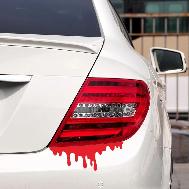 LYKX Rote Bluttropfen Aufkleber Auto Halloween Thema Styling Dekorativ Glas Auto Scheinwerfer Aufkleber Wasserdicht Stoßstange