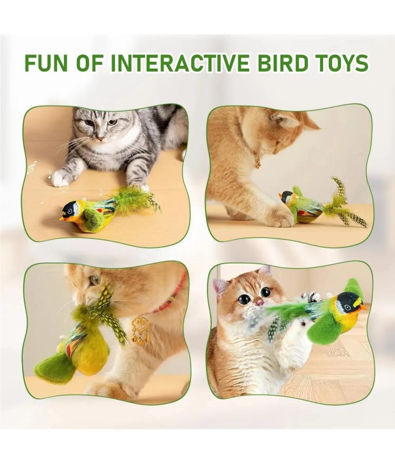 Das Haustierkatzenspielzeug imitiert den Vogelgesang, um die Katze zu unterhalten, elastisches Seil zur Linderung von Langeweile und Kratzfestigkeit, kann nicht fliegen