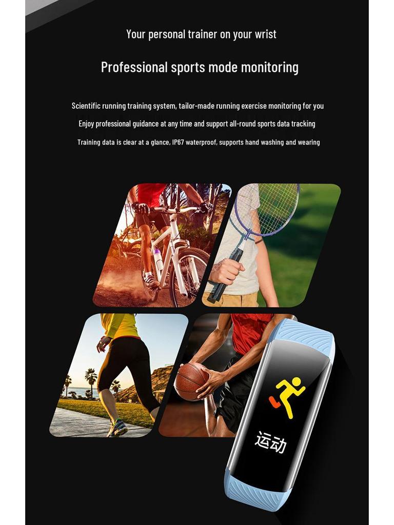 C5S Smart Bracelet: Color Screen, Heart Rate Monitor, Weather Display, Sports, Alarm Clock Smartwatch.