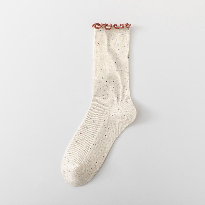 Women's Autumn New Line of Light Yarn Wood Ear Lace Everything In The Tube Pile Socks