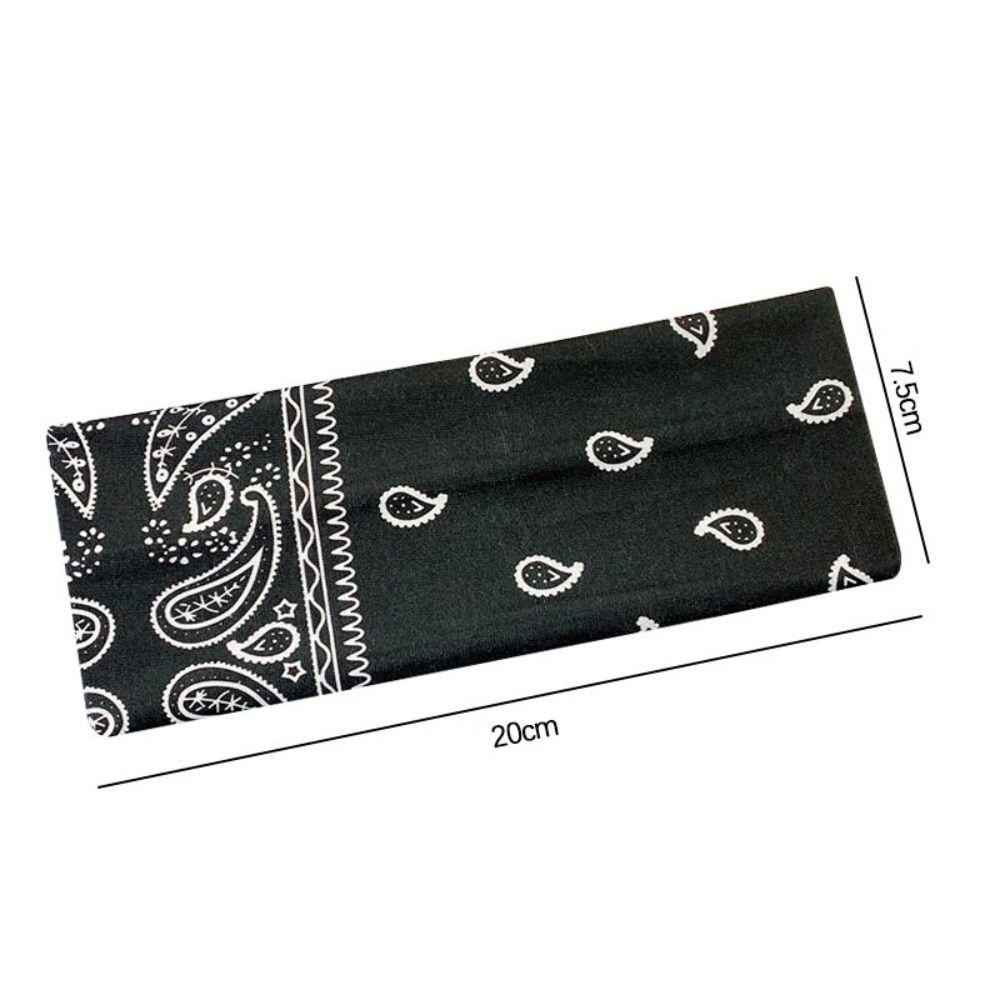 Flower Printed Hair Band Sweat-absorbing Sports Cross Headband Boho Style Wide Hairband