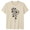 Elegant Line Art Floral Womens T-Shirt Minimalist Flower Floral Birthday