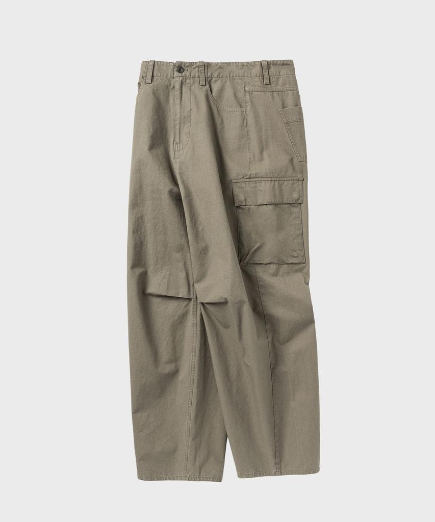 NONBLANK Washed Wide Curved Cargo Pants_Khaki