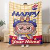 Labubu Personalized Name Blanket Multi-purpose Personalized Blanket Ultra-Soft Suitable for Picnics Bedding Nap Seaside Four Seasons Universal