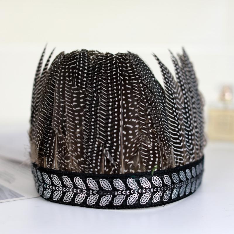 Children s Versatile Feather Headband with Pearl Pattern for Performances Children s