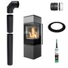 Freestanding Stove KRATKI REN S Left 7kW Ø150 Black Install Kit