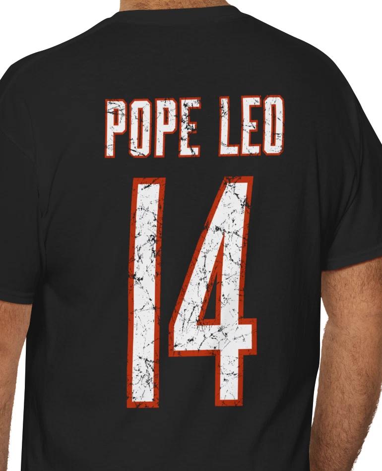 Pope Leo XIV of Chicago Number 14 Sports Jersey Distressed Raglan Baseball Tee M
