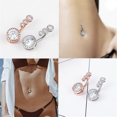 Göbek piercing moda vücut Punk paslanmaz çelik göbek deliği halkaları yuvarlak kristal göbek piercing takı vücut piercing takı
