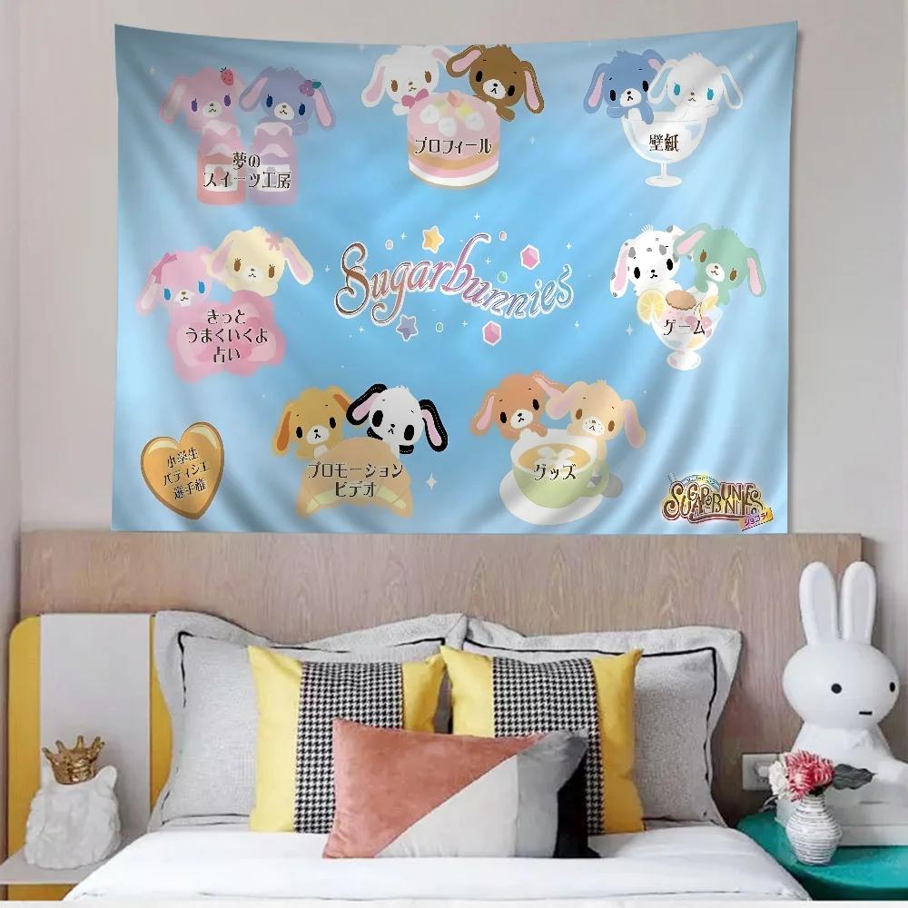 Kawaii Anime Ssugarbunnies Tapestry Art Sweet Design Balances Room Tone Home Charm Suitable Wall Art Decor for Living Areas