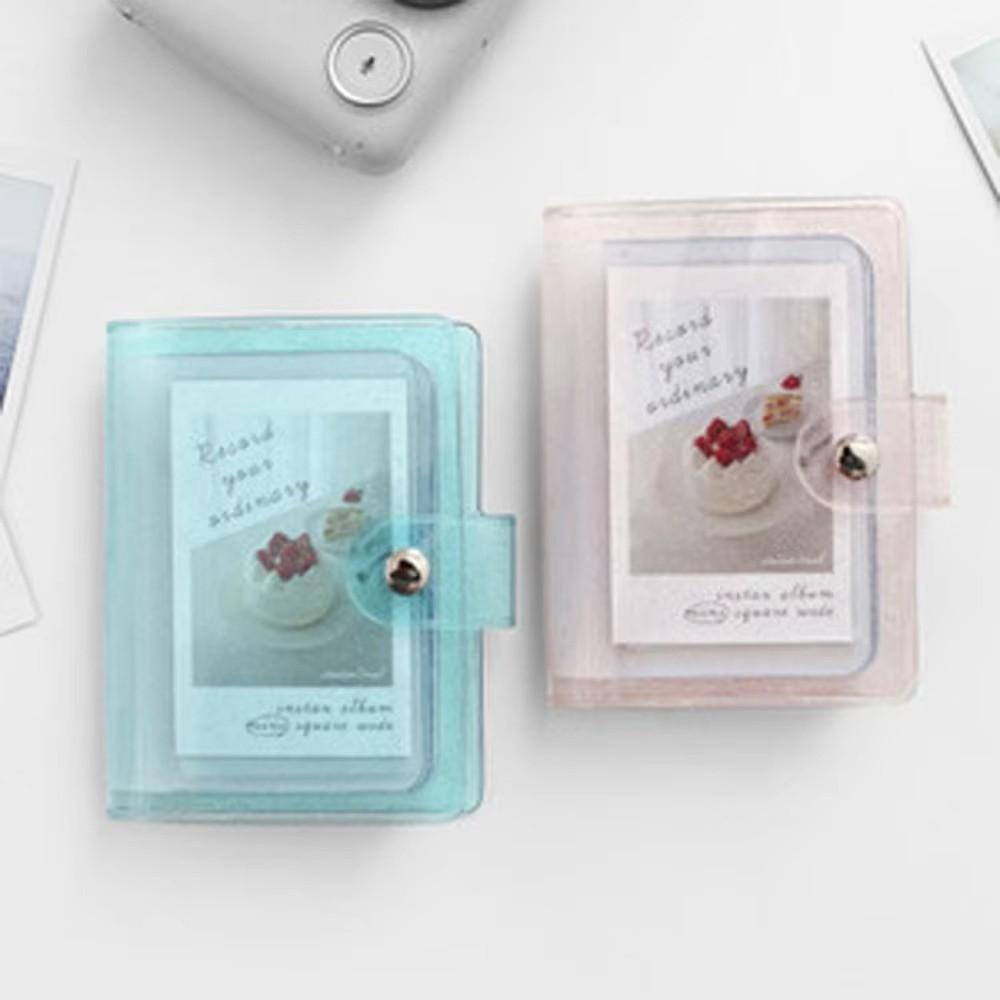 Cute Mini Photo Album Transparent 3-inch Cards Storage Bag Glitter Jelly Color Photography Card Stock Instax Album Card Holder