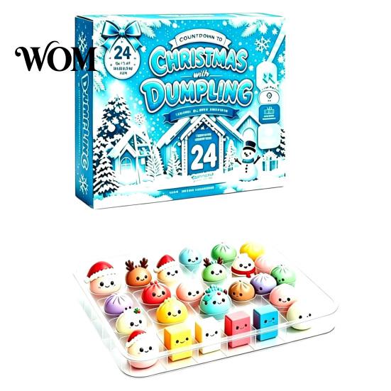 Holiday Countdown Calendar 2026 Christmas Squeeze Toy Advent Calendar, 24-Day Dumpling Bun Fidget Cute Toys Box, Soft TPR Stress Relief Sensory