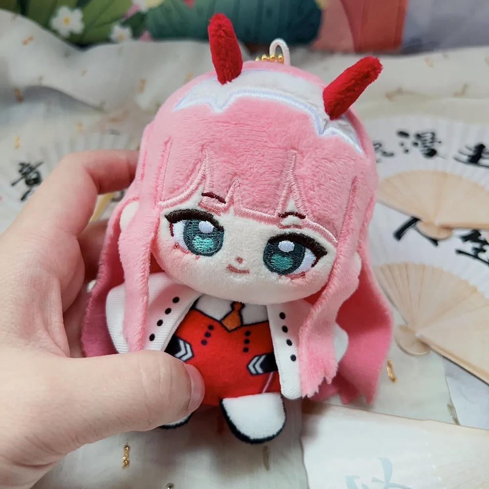 Anime DARLING In The FRANXX Zero Two Cosplay Keychain Cute Plush Cotton Doll Backpack Pendant Keyring Accessories