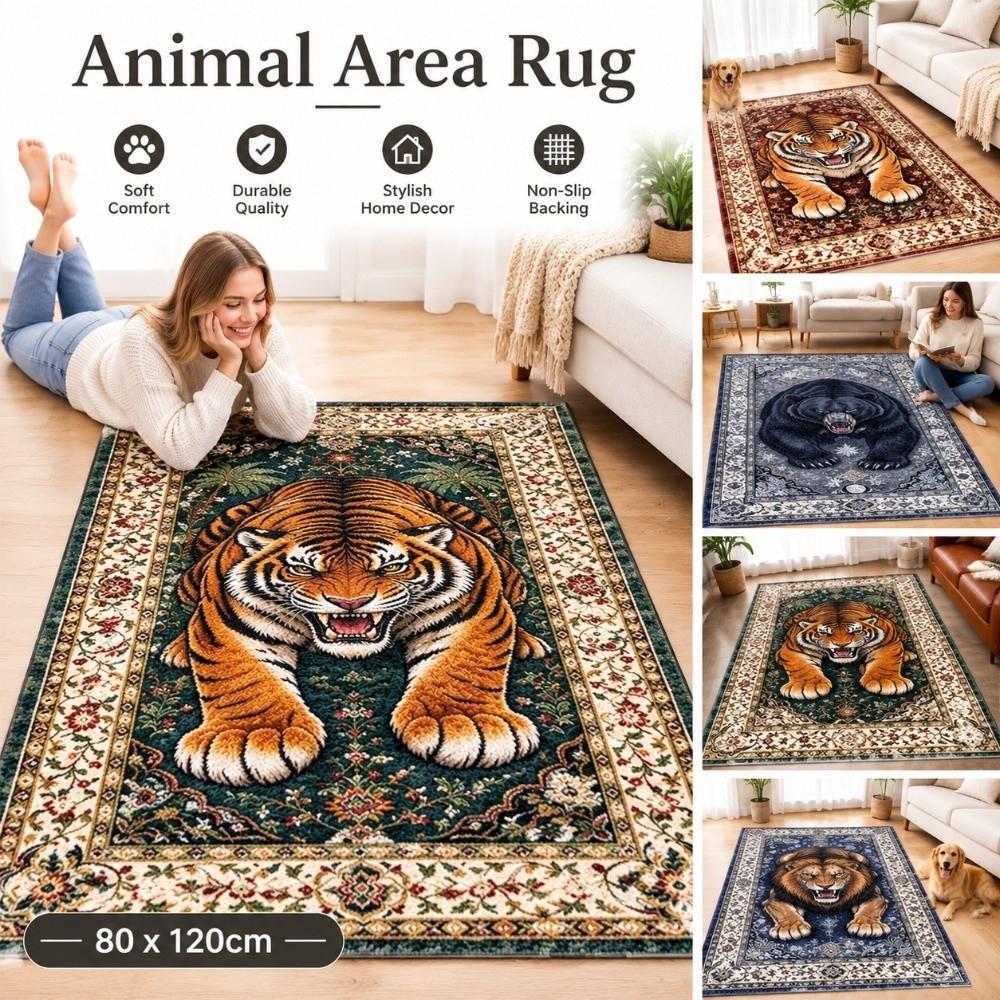 Soft Plush Tiger Floor Mat Wild Animal Print Living Room Mat New Bedroom Door Mat Bedroom Entrance
