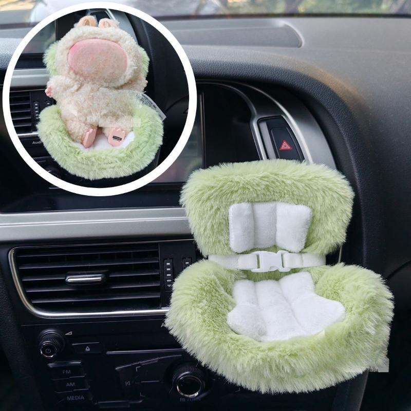 Plush Doll Safety Seat Ornaments for Car Decoration Kawaii 17cm Doll Small Chair Figurines Car Air Conditioning Outlet Decor New