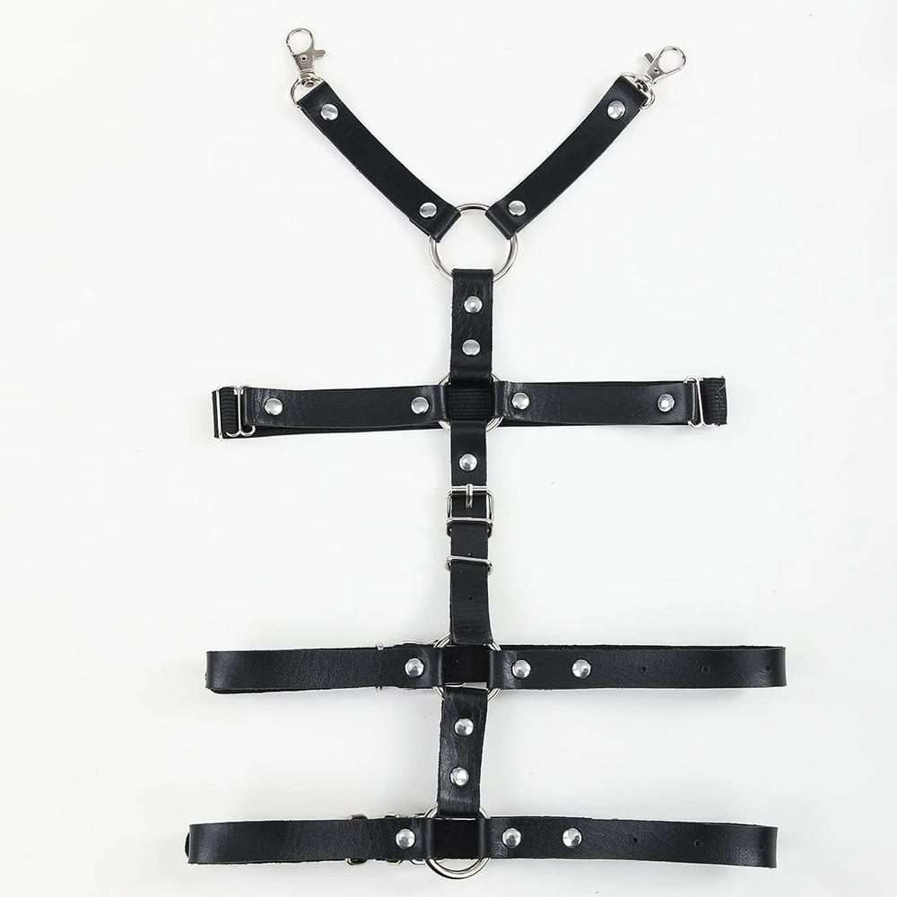 Women Fashion Leather Steampunk Side Belt Stud Decor Harness Garter Belt-Travel Beach Belt For Women Clothing Accessories