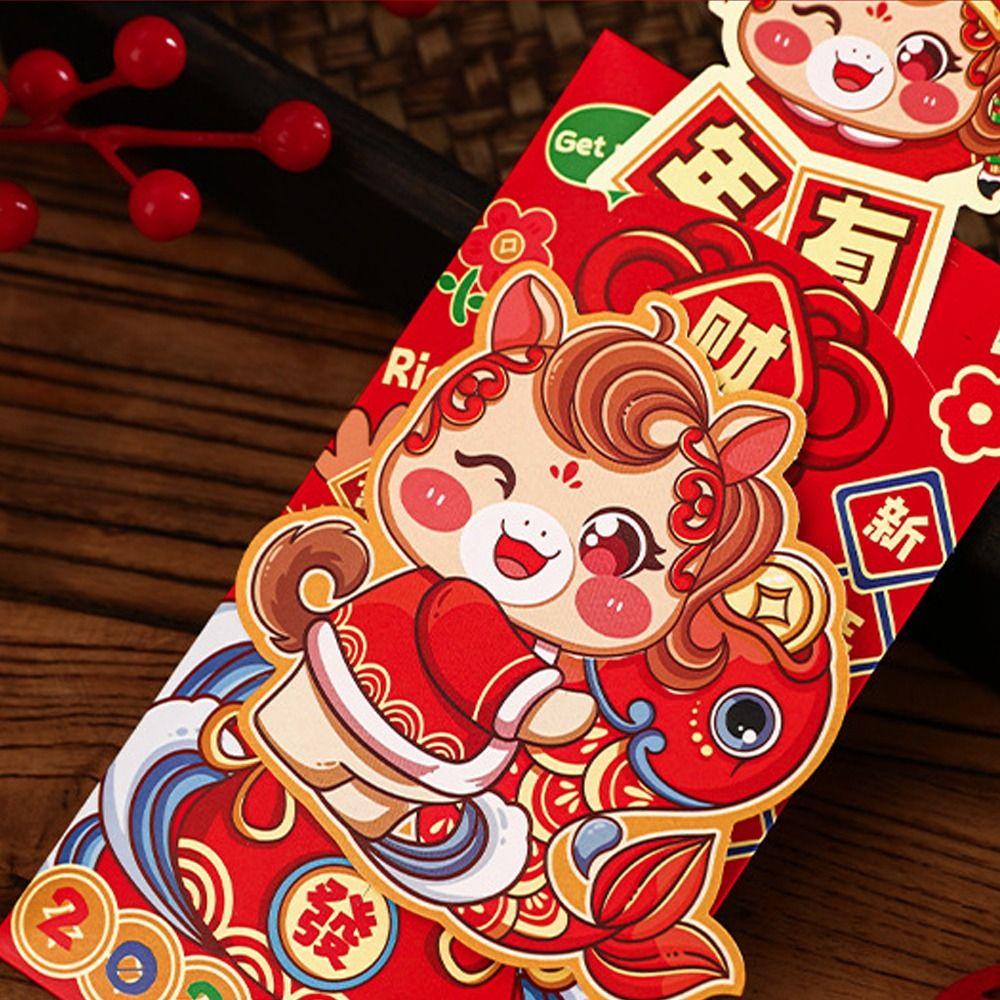 4pcs Best Wishes Chinese Style Red Envelope Paper Traditional Money Pouch Blessing Red Packets Chinese Spring Festival