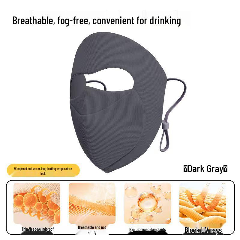 

2025 Insulated Drinkable Full Face Warm Mask - Windproof, Cold-Proof, Breathable, High Aesthetic, Perfect for Autumn & Winter One Size темно-серого