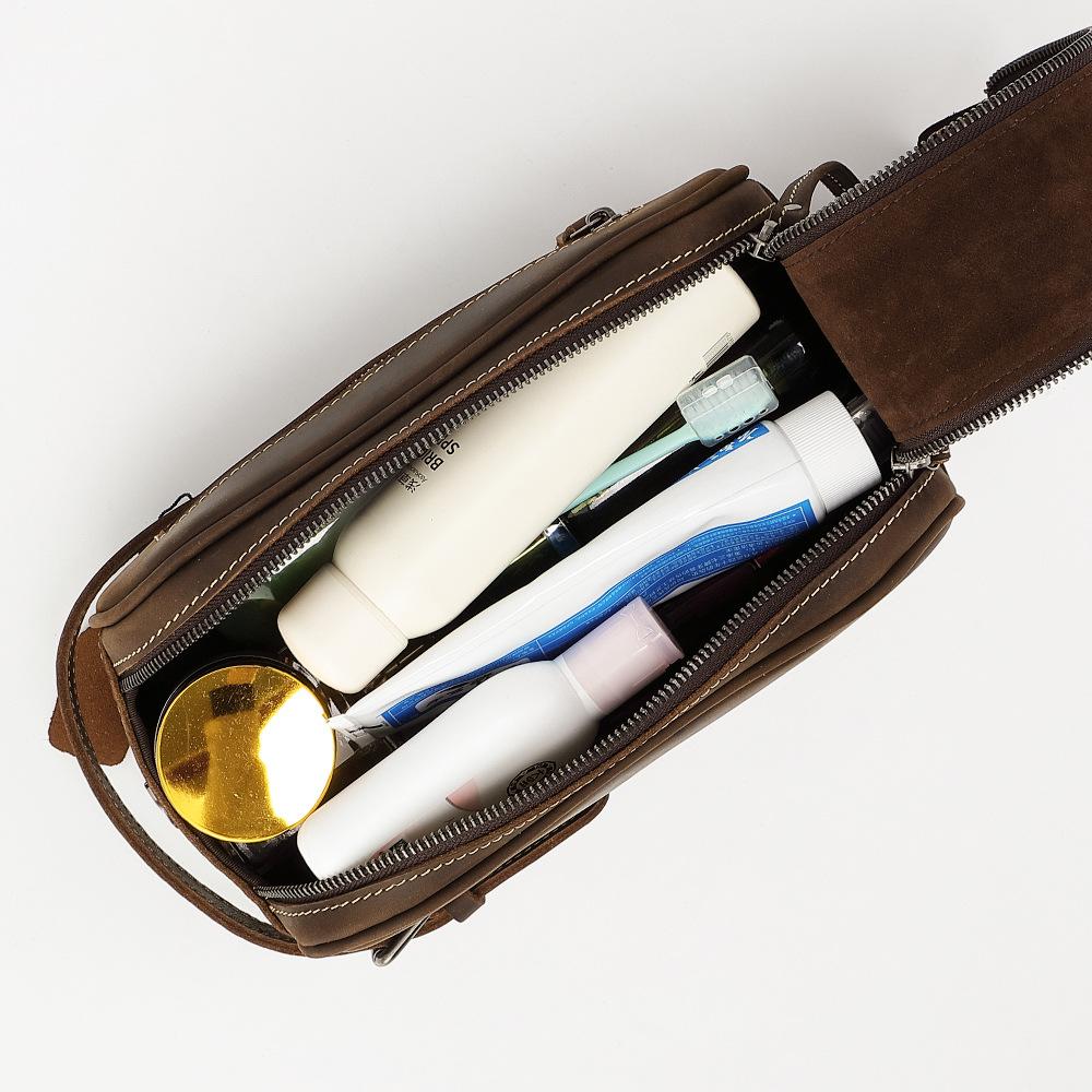Leather Wash, Wash, Cover Layer, Cowhide, Travel, Business, Handbag, Cowhide Storage Bag, New Style
