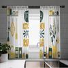 2pcs Charming European Tableware Design Vintage Style Window Curtains for Kitchen, Cottage, Living Room and Bedroom Decoration