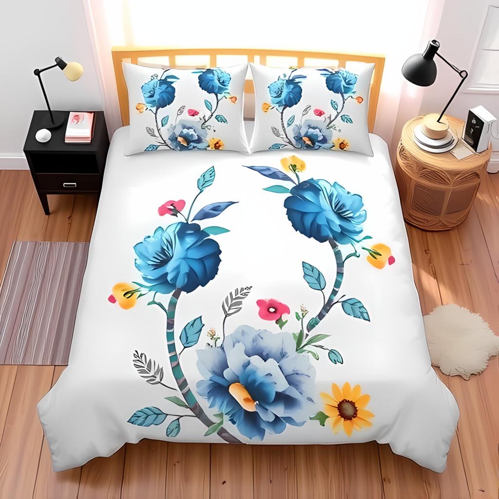 Soft Duvet Cover Set Pink Flower Printed Bedspreads Home High End Bedrom Decor Beding Cover Suit,quen Sized Dimensions Suitable Children Kids
