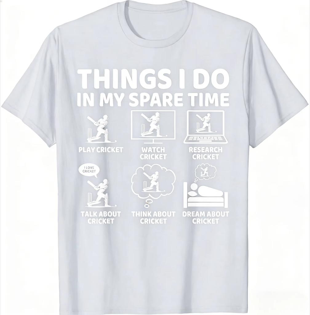Things I Do in My Free Time - Funny T-shirt for Cricket Lovers and Players, Short Sleeve, Men's and Women's Clothing, New for Summer 2026