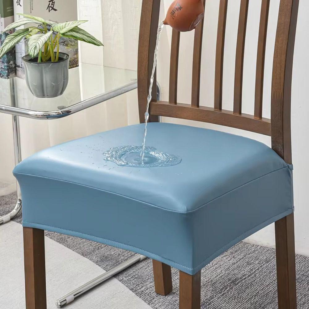 Square Shape Waterproof Seat Protectors PU Leather Elastic Chair Slipcover  Living Room