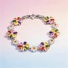 Meier Volledig diamant kleurrijk bloemen zirkonia armband - veelkleurige edelsteen micro-pave bloemen sieraden