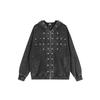 Unisex Streetwear Hoodie met Rits en Klinknageldetails Katoenmix Losse Pasvorm Casual Kleding