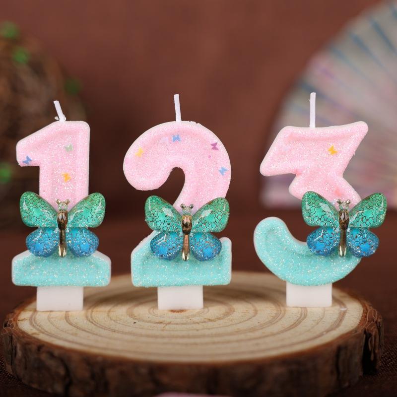 Butterfly Number Birthday Candle Cake Party Decoration Birthday Handmade Candle 0-9