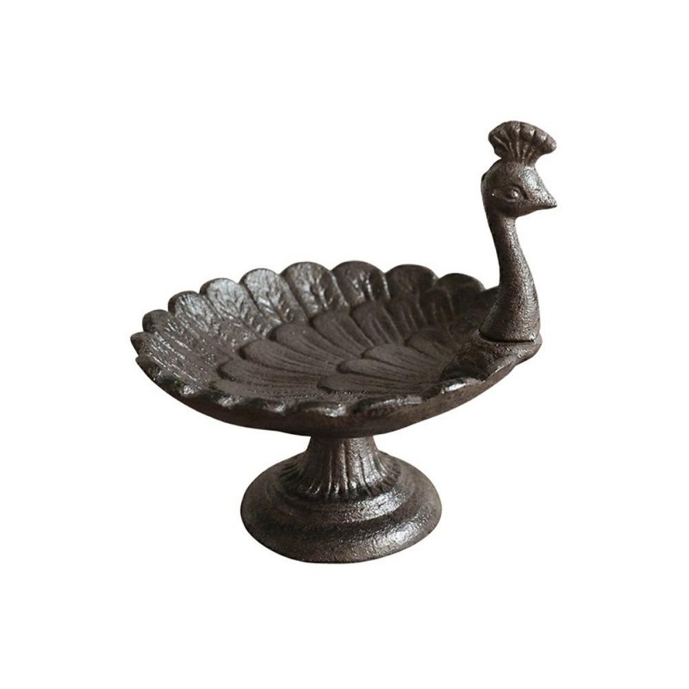 Vintage Bird Feeder Cast Iron Water Pump Bird Feeder Durable Peacock Shaped Bird Bath Patio