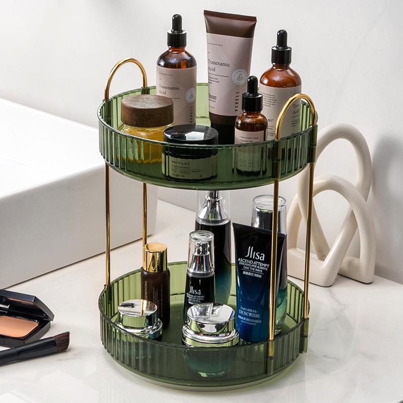 Luxury Rotating Cosmetic Organizer: Bathroom Shelf & Dressing Table Storage for Lipsticks & Skincare Products